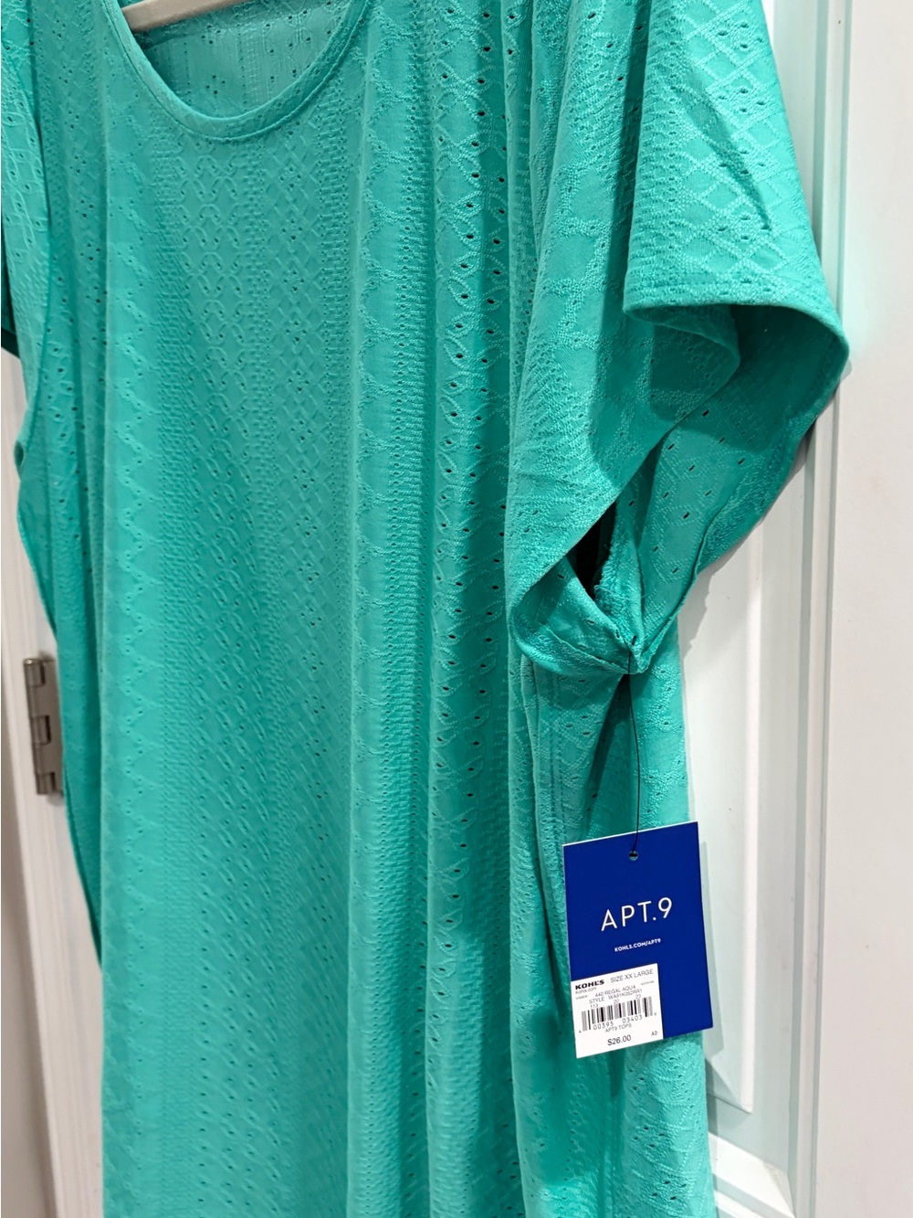 Apt. 9 Women's Teal Eyelet Short Sleeve Top XXL New with tags - Picture 6 of 9